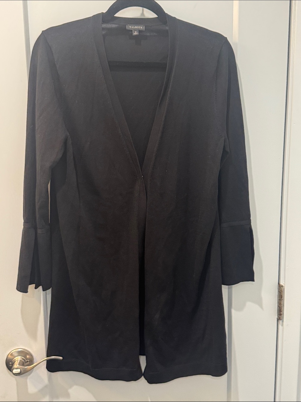 Talbots Black Open-Front Long Cardigan Blazer
